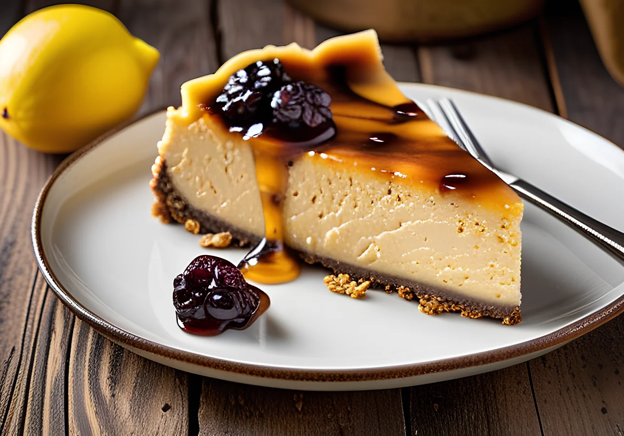 Vegan Cheesecake with Crust and Raisins