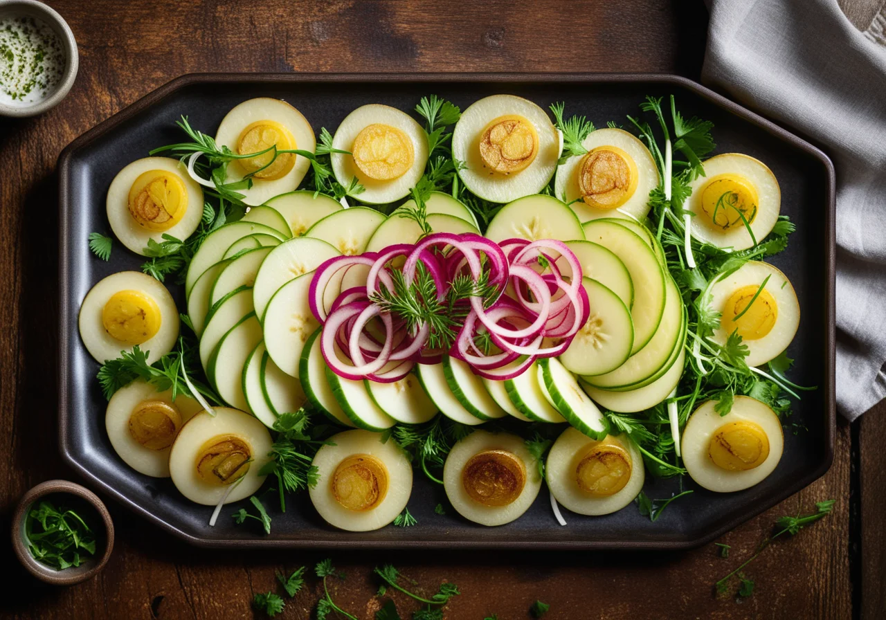 Capaccio with Potatoes, Radish and Daikon