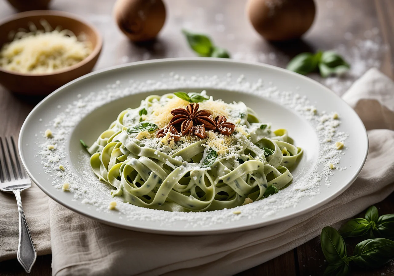 Green Pasta with Blue Cheese