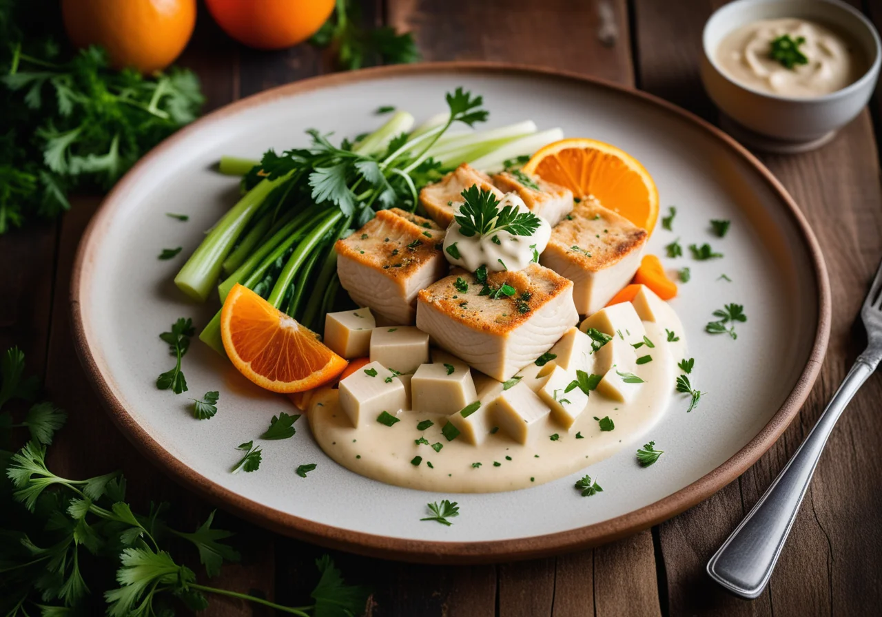 Carp fillets on vegetables