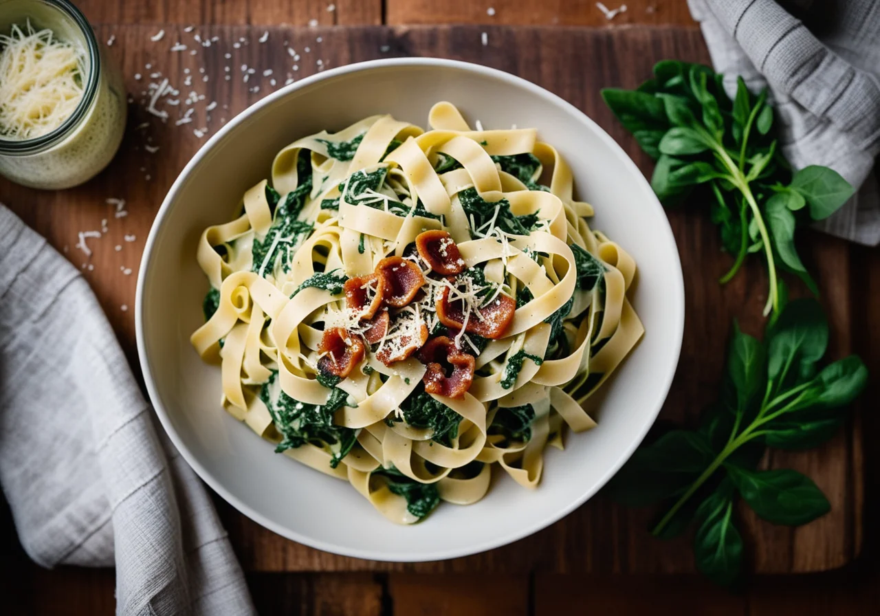 Pasta with Creamy Spinach Sauce