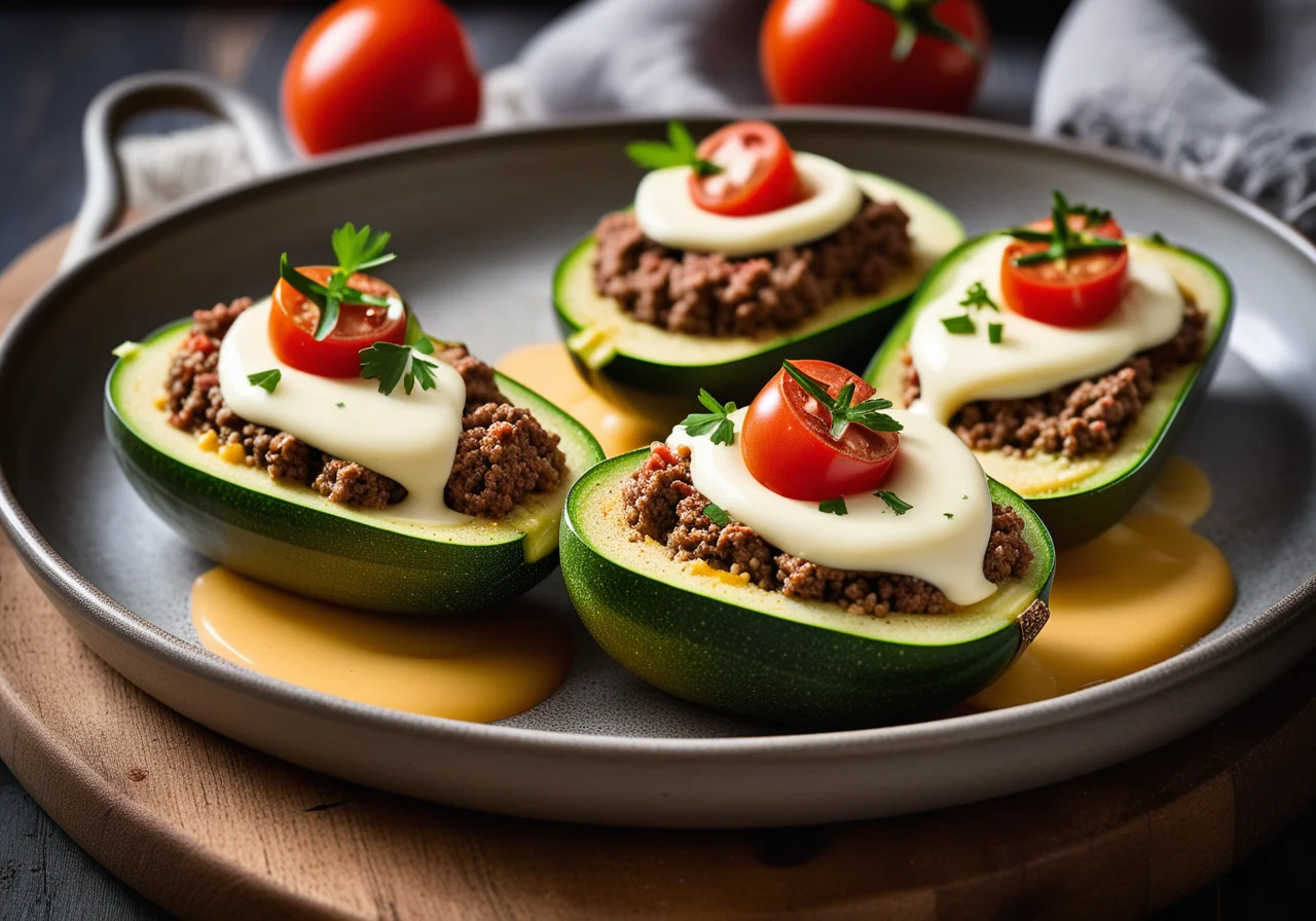 Zucchini with Ground Beef and Buckwheat Filling