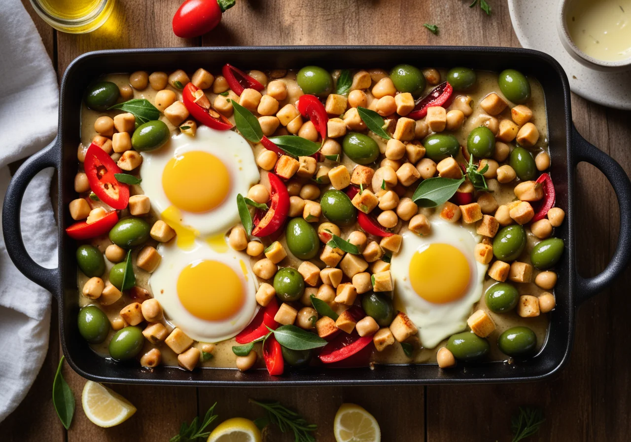 Chickpea Vegetable Skillet with Eggs