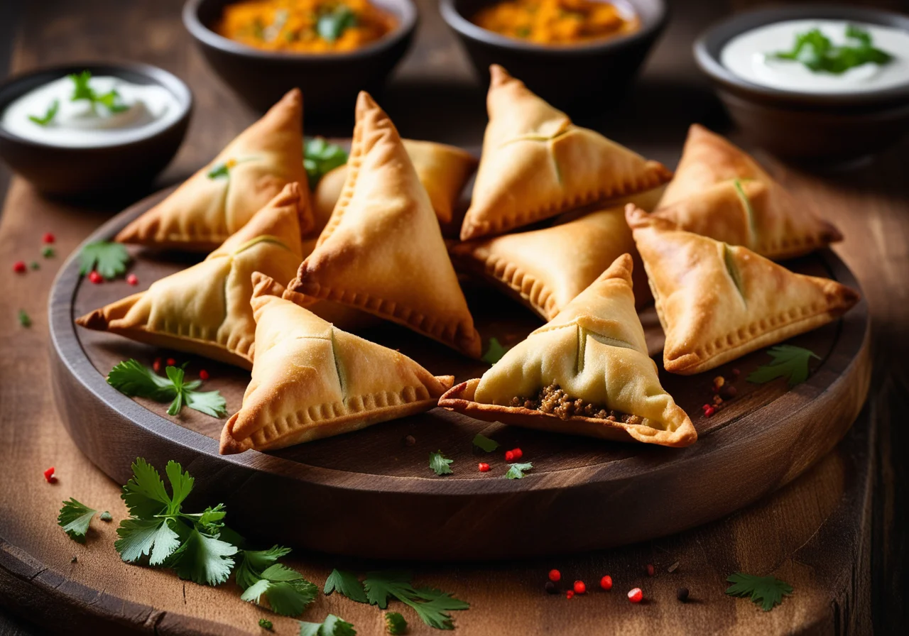 Dough parcels with minced meat filling