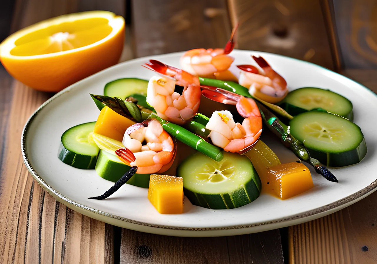 Shrimp Skewers with Zucchini and Mango