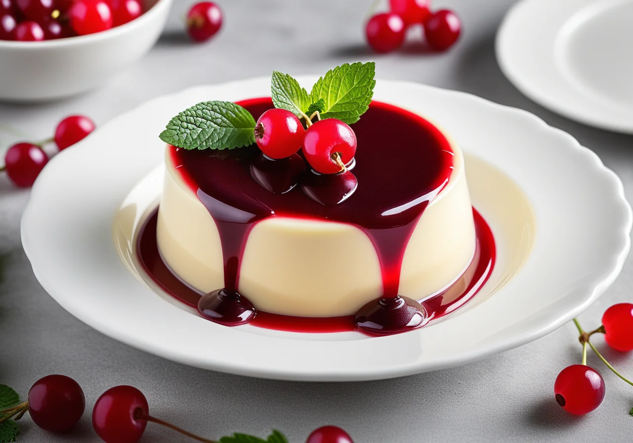 Cream Pudding with Currant Sauce