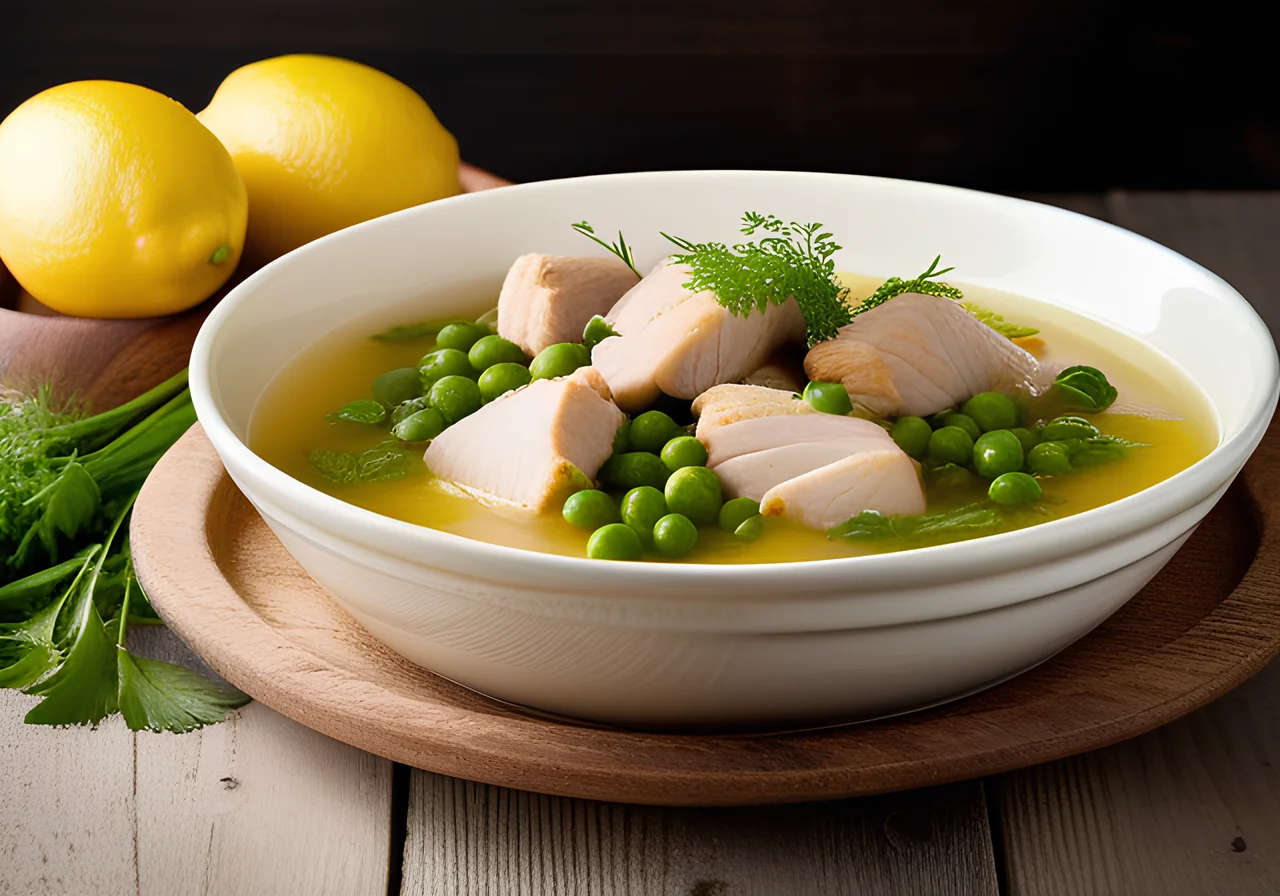 Chicken Pot with Kohlrabi, Noodles and Lemon