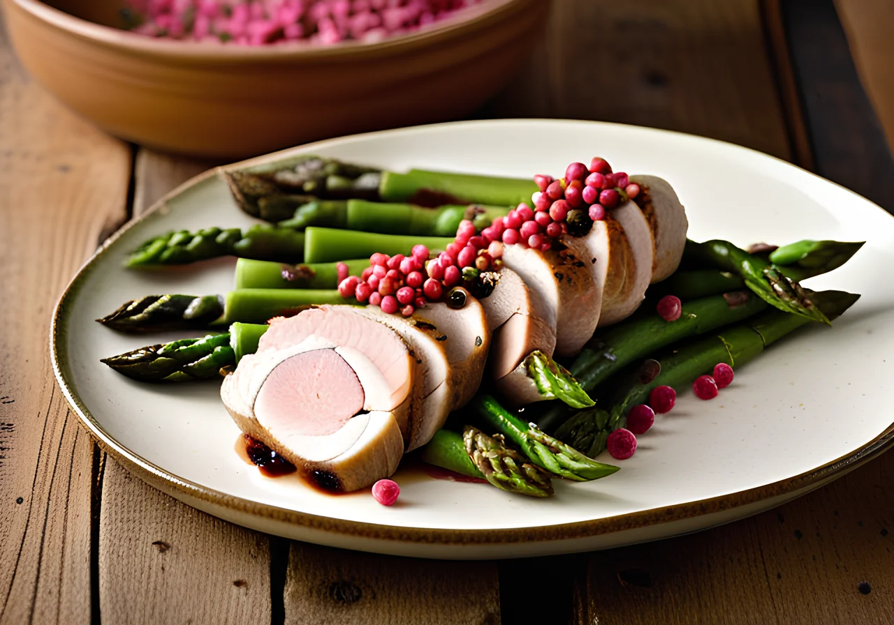 Turkey Roll on Asparagus Salad