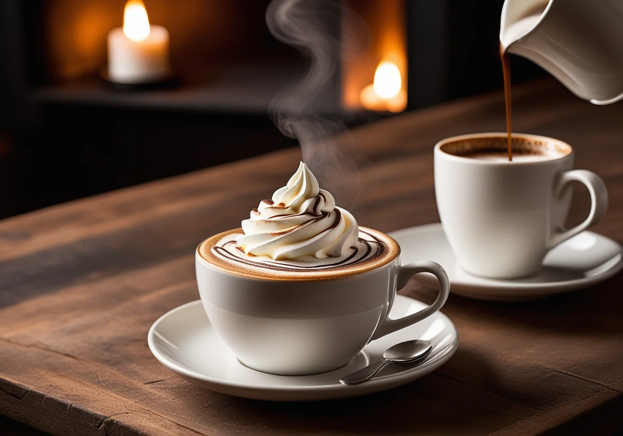 Coffee with Whipped Cream and Liqueur