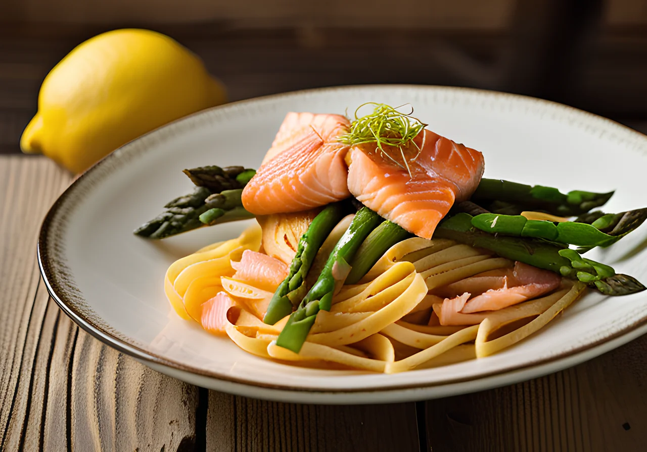 Pasta with Asparagus and Salmon