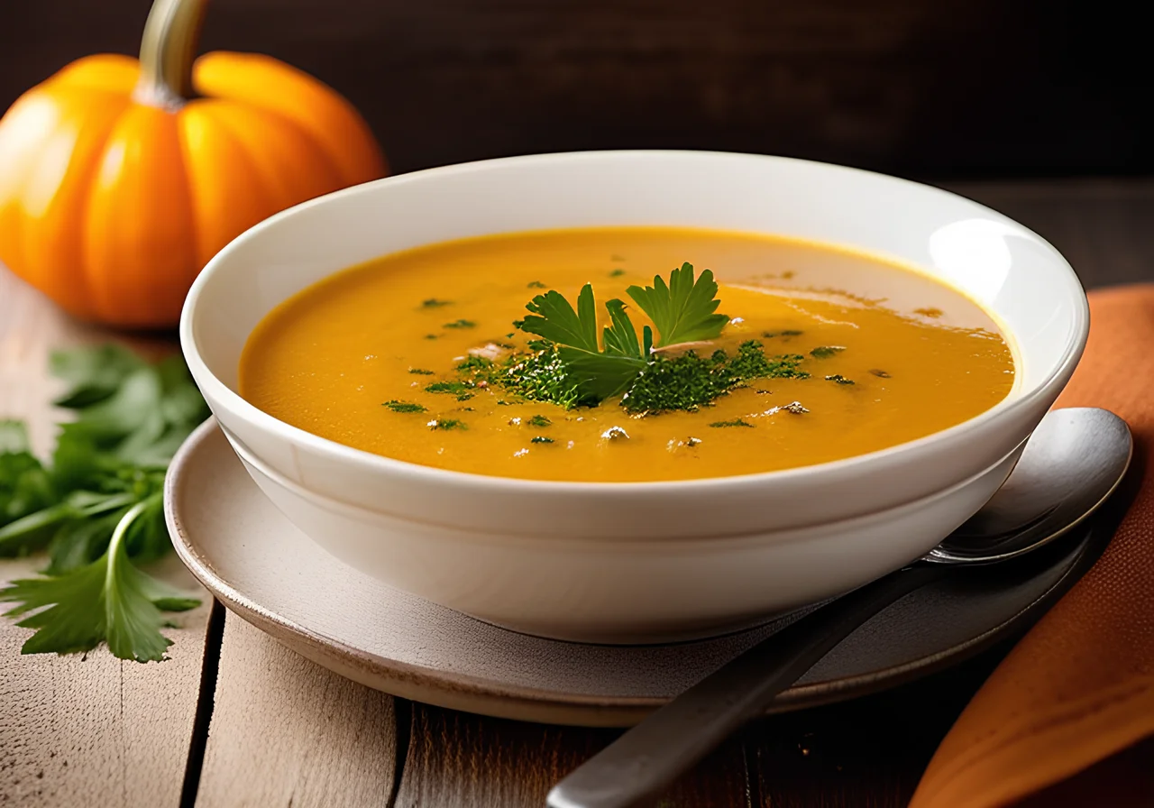 Nutmeg Pumpkin Soup with Kidney Beans