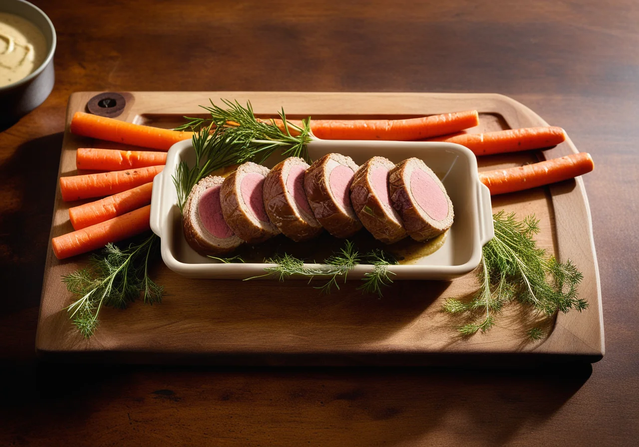 Veal roulades with herbs and pickles