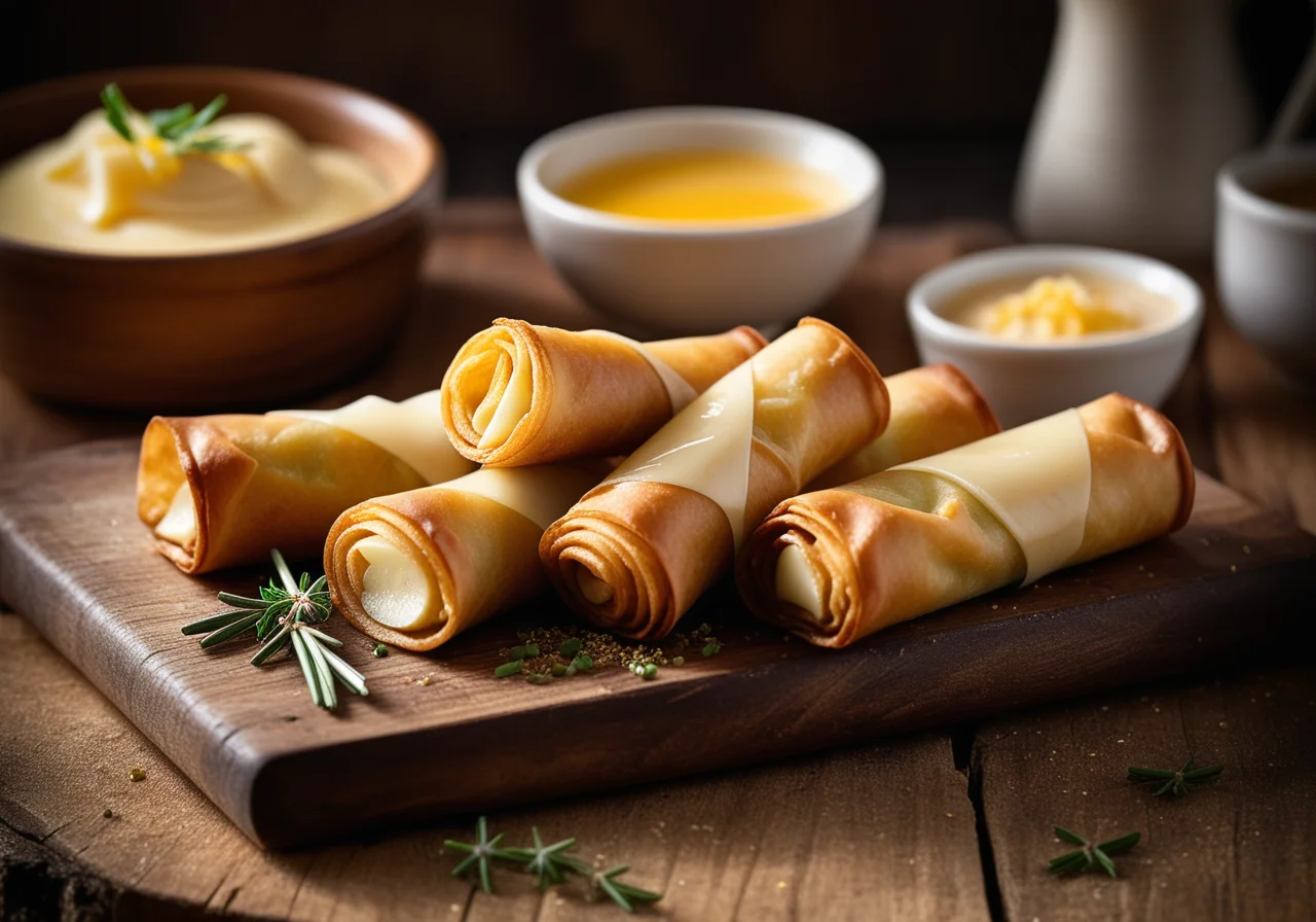 Pear and Cheese Spring Rolls