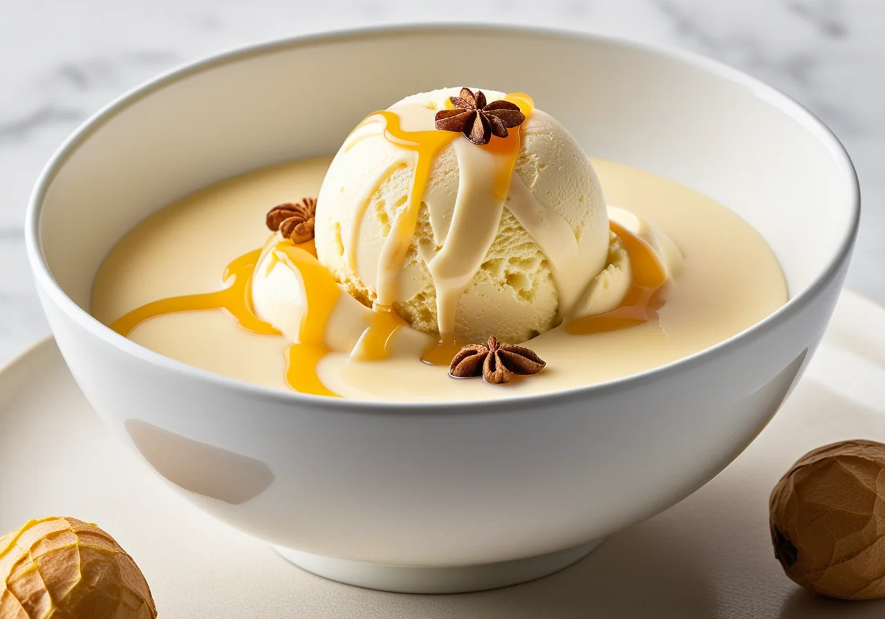 Yogurt Ginger Ice Cream with Pear