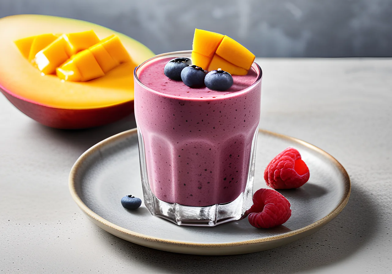 Berry Tofu Protein Shake with Mango