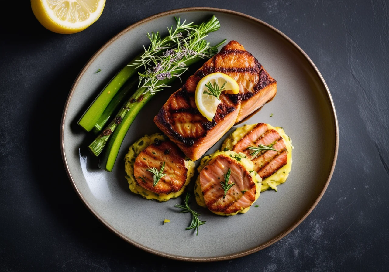Salmon with Zucchini Patties