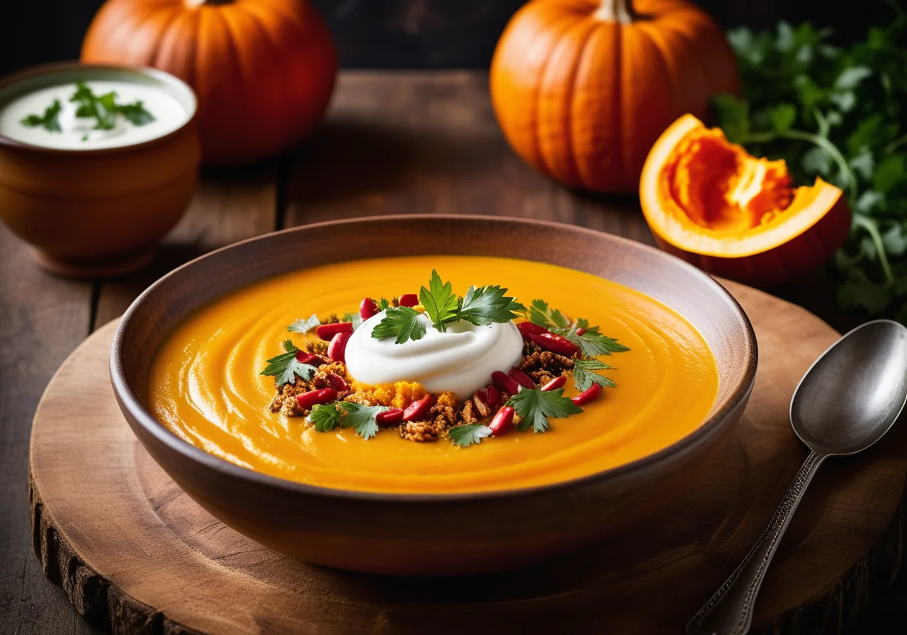 Fruchtige Kürbiscremesuppe mit Koriander