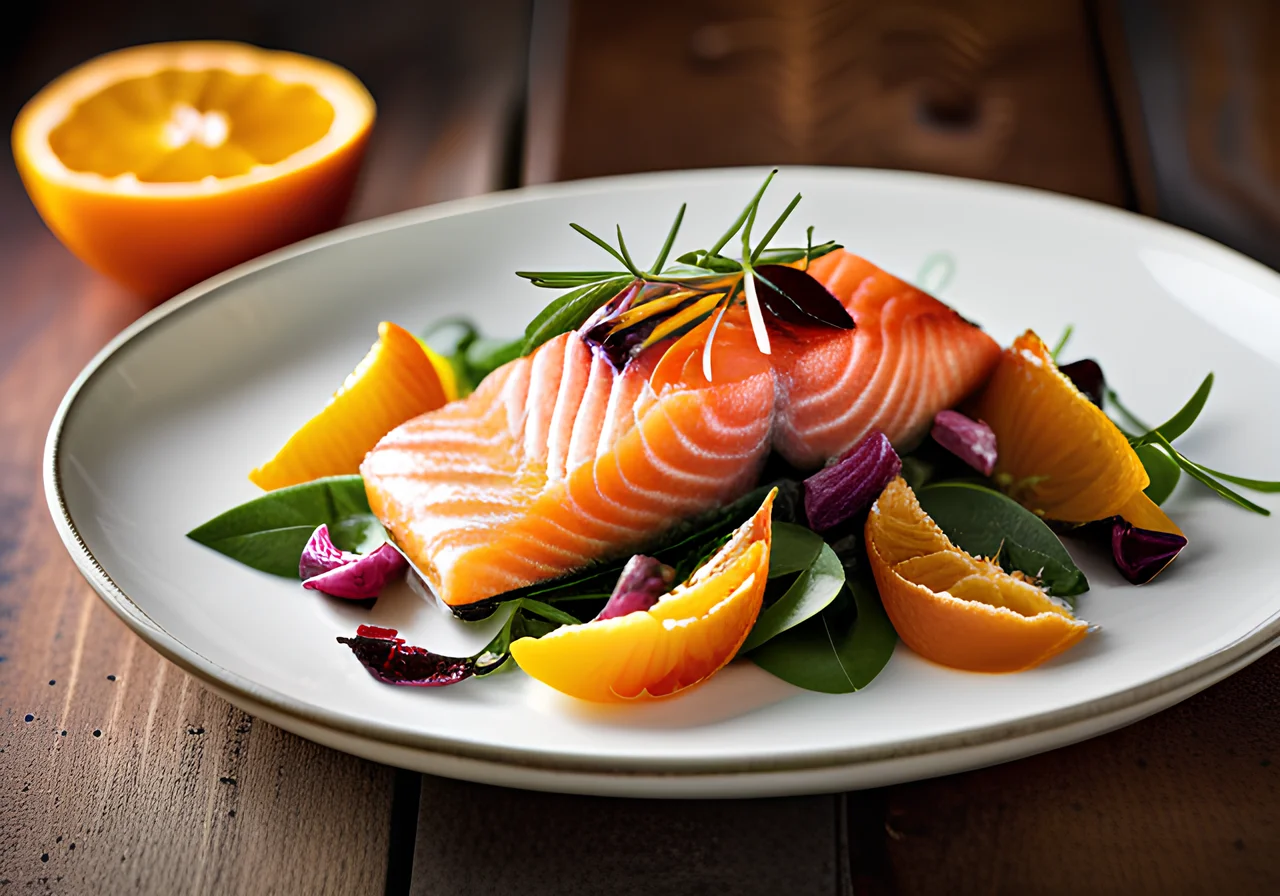 Salmon Bowl with Clementines and Radicchio