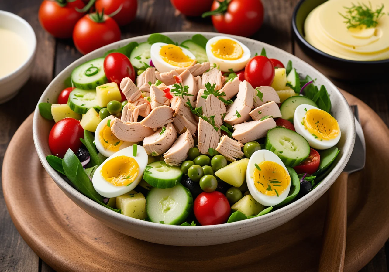 Vegetable Salad with Chicken and Shrimp