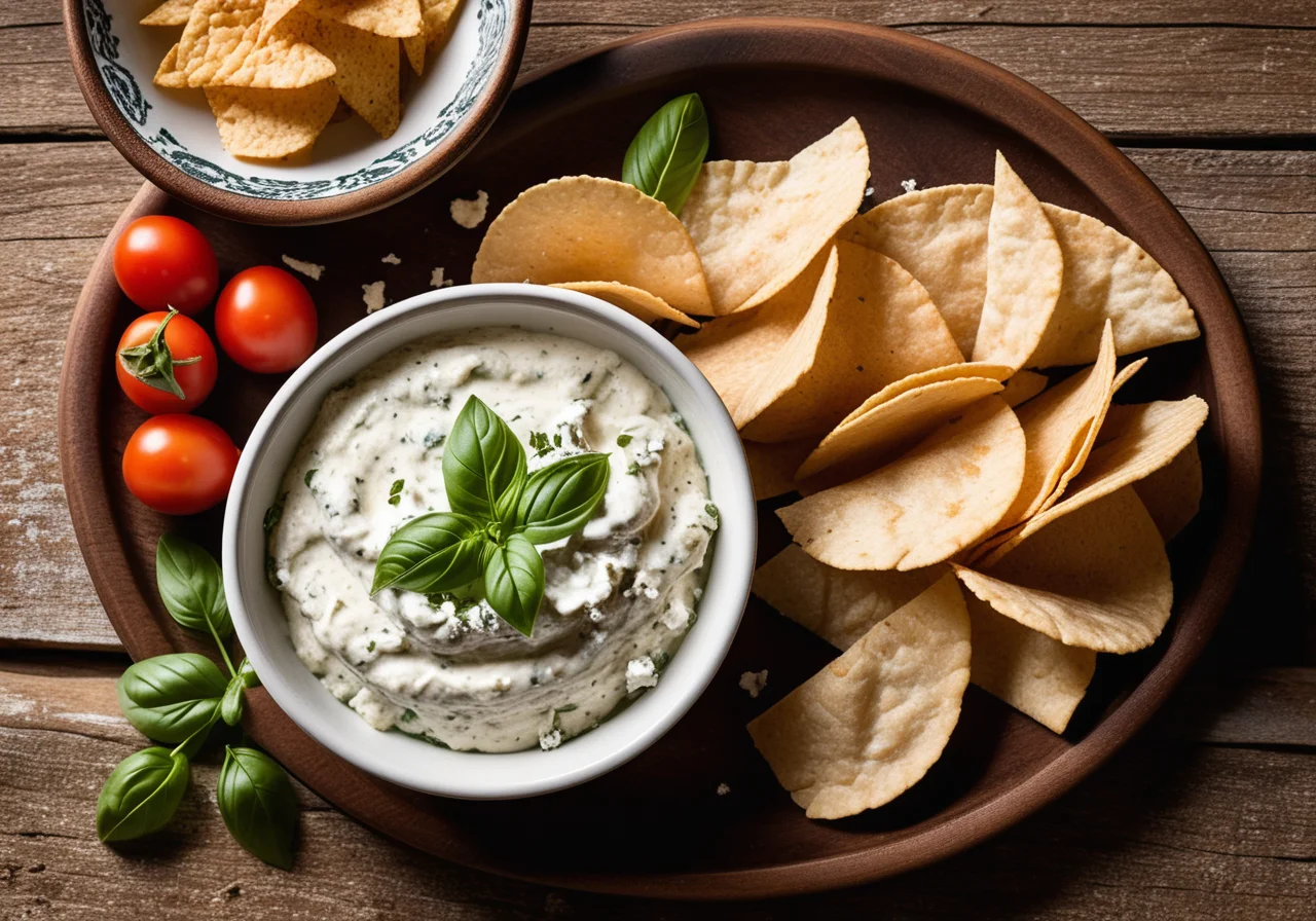 Feta Garlic Dip with Nachos