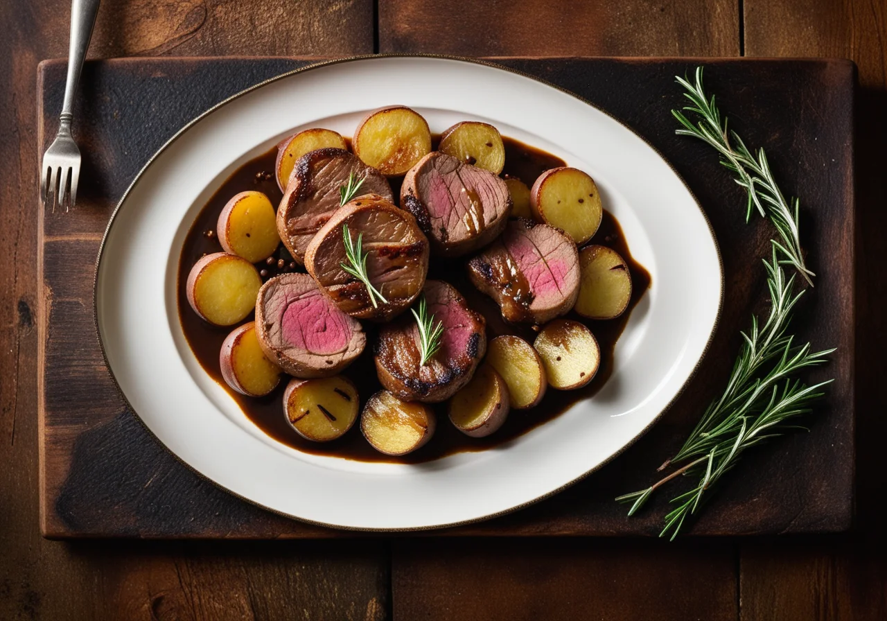Lamb Chops with Baked Potato Slices