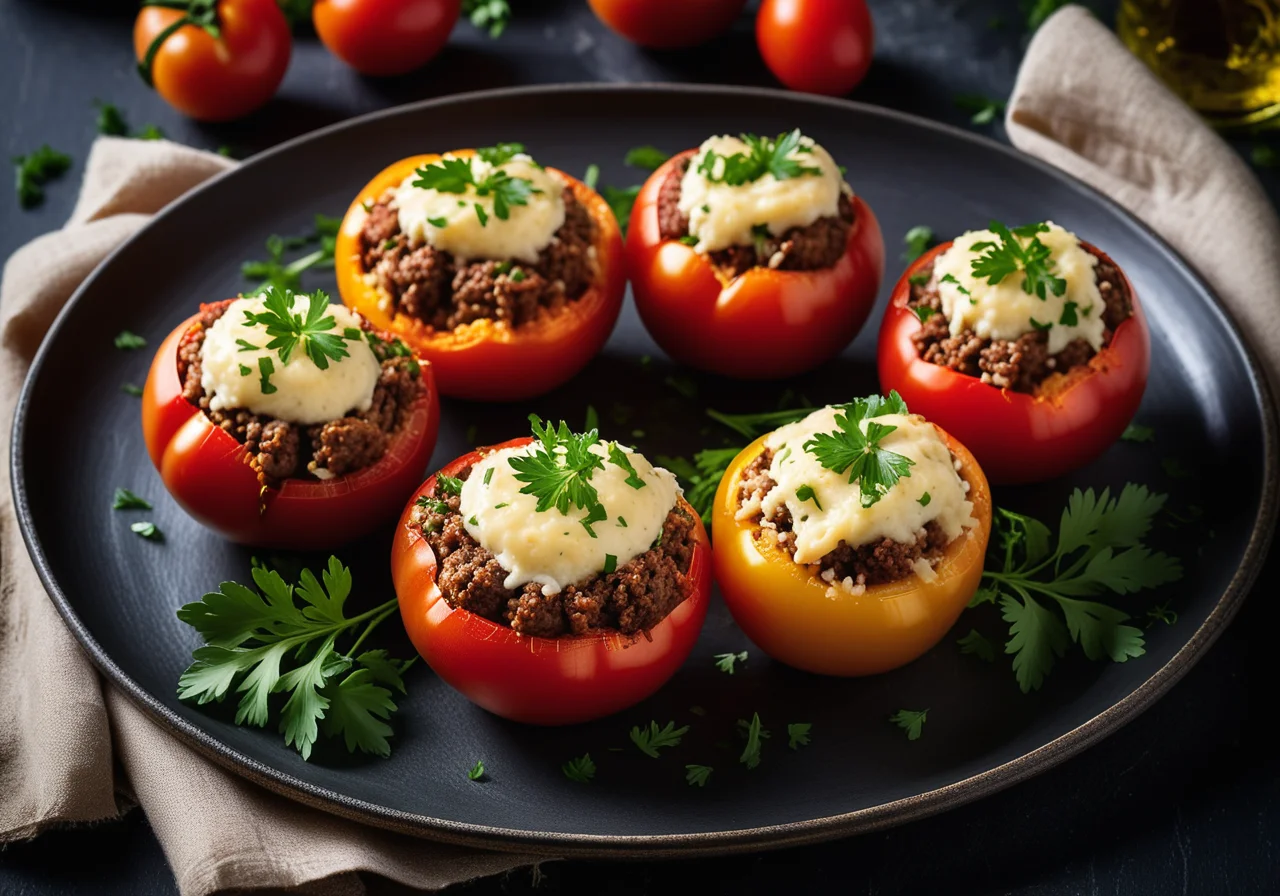Tomatoes Stuffed with Rice and Ground Beef