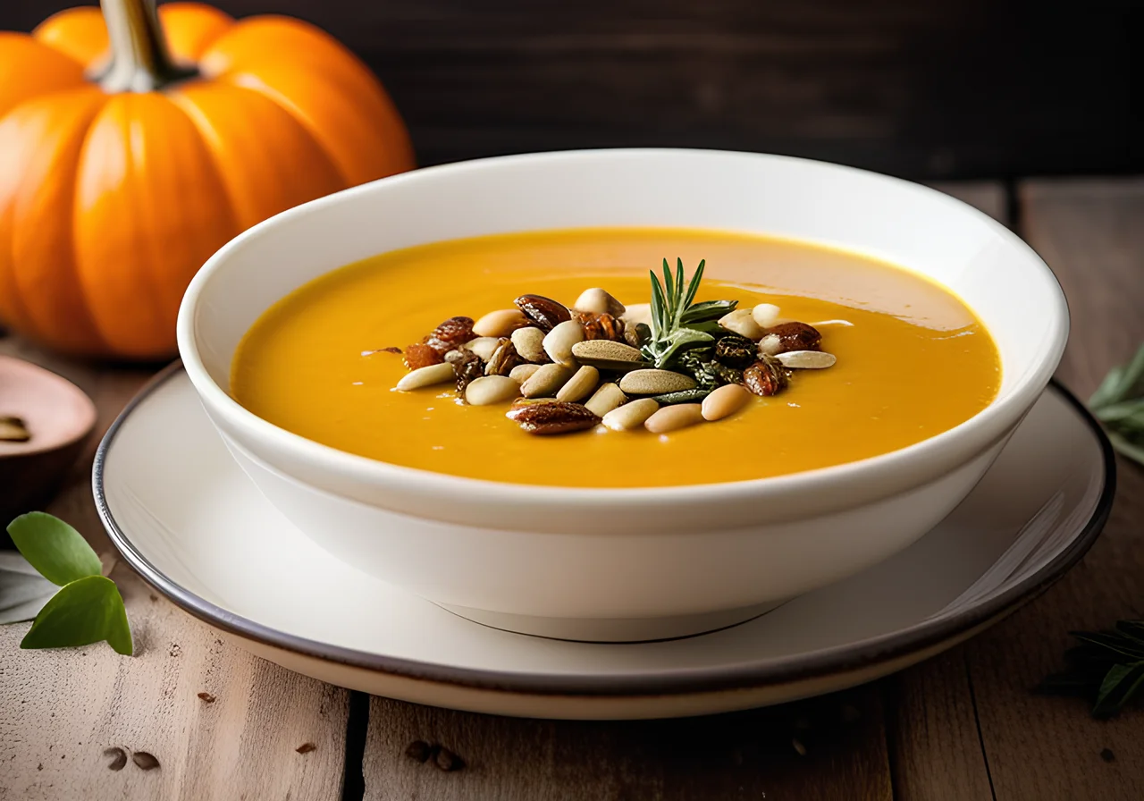 Pumpkin Cream Soup with Roasted Pumpkin Seeds