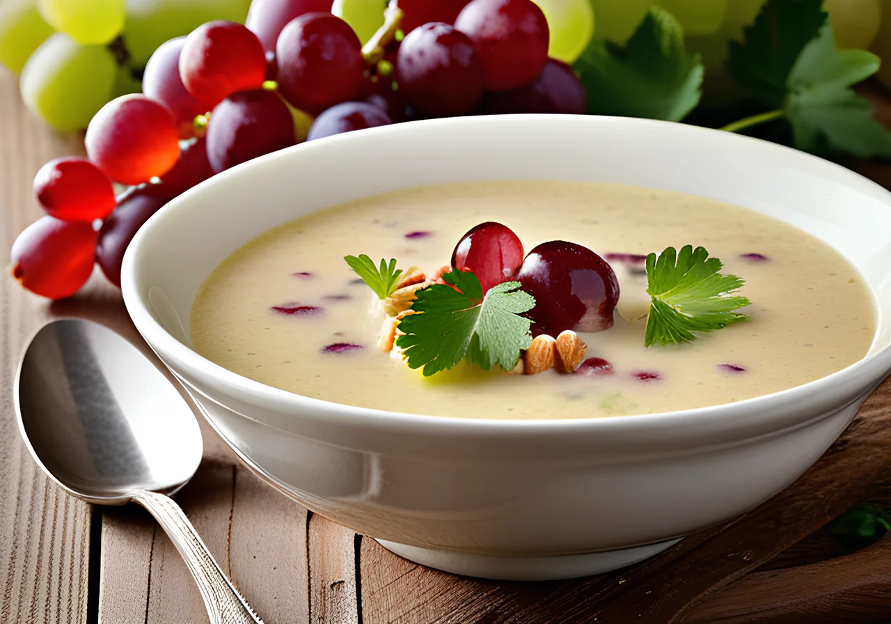 Garlic Almond Gazpacho with Grapes